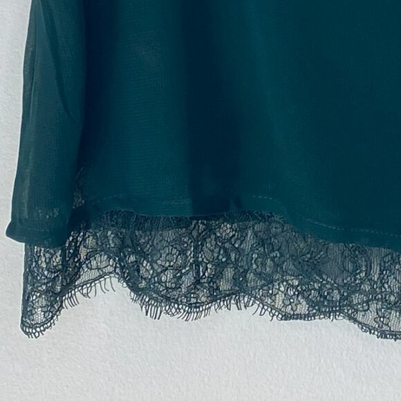 Black Tape - Sleeveless Top, Side Tie at Front, Jewel Green, Flowy Lace - Size S - Picture 7 of 7